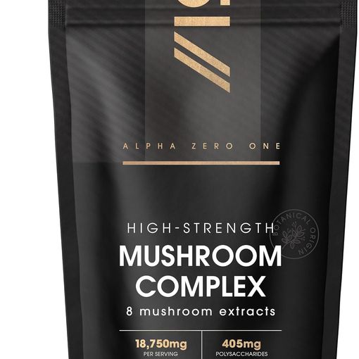 Alpha01 8-mushroom complex extract including oyster mushroom, resealable pouch