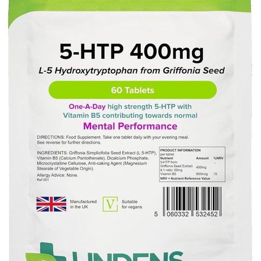 Lindens 5-HTP 400mg 60 Tablets UK Made B5