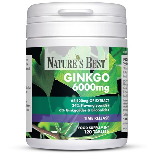 Nature's Best Ginkgo Biloba 6000mg 120 Vegan Tablets UK Made