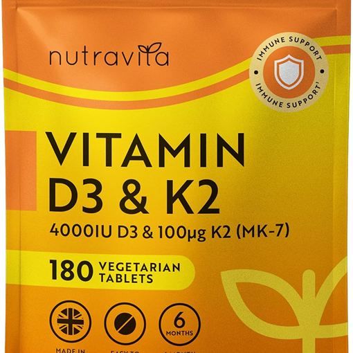 Nutravita Vitamin D3 4000 IU and K2 100mcg vegetarian tablets pouch