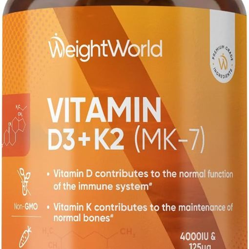 WeightWorld Vitamin D3 4000IU and K2 125mcg tablets bottle