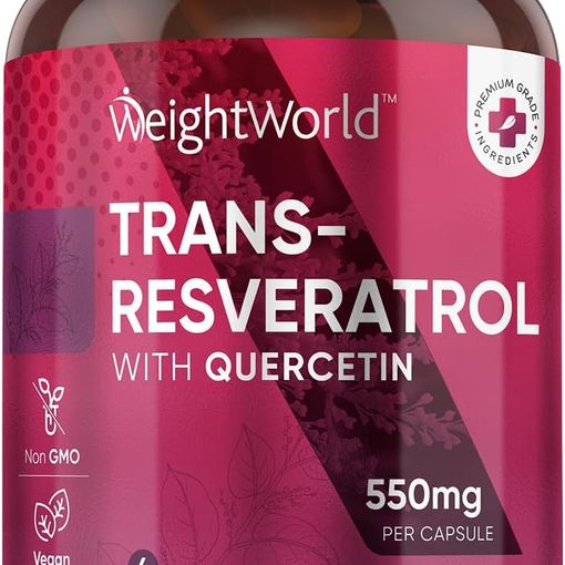WeightWorld Trans-Resveratrol with Quercetin 550mg capsule bottle, 120 capsules