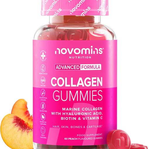 Novomins Marine Collagen Gummies peach flavour bottle