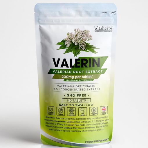 Valerin Valerian Root Extract 200mg tablets pouch by Vitaherbs