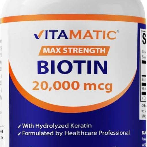 Vitamatic High Potency Biotin 20000mcg with Keratin tablets bottle