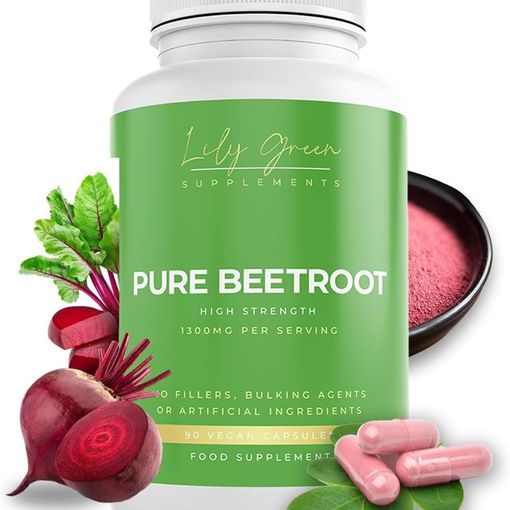 Lily Green Pure Beetroot Capsules 1300mg 90 vegan capsules bottle