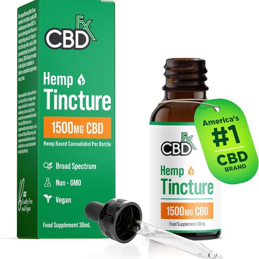 CBDfx Hemp Tincture CBD Oil 1500mg bottle and box