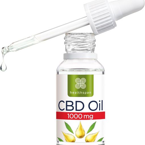 Healthspan CBD Oil Drops 1000mg Peppermint flavour bottle with dropper