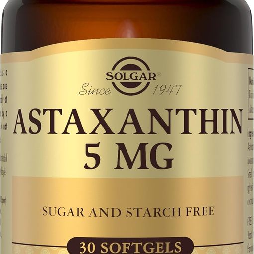 Solgar Astaxanthin 5mg softgels amber glass bottle