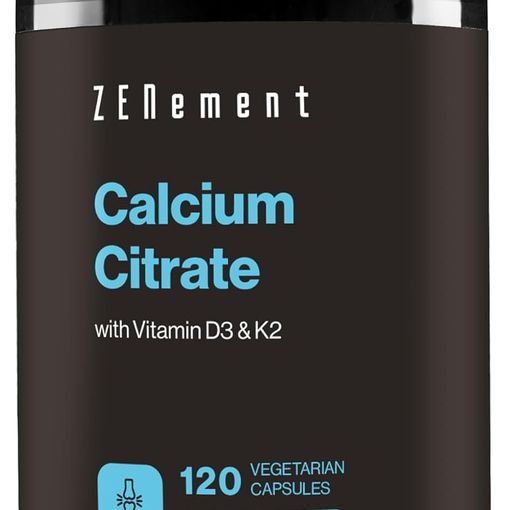 Zenement Calcium Citrate with Vitamin D3 and K2 vegetarian capsules bottle