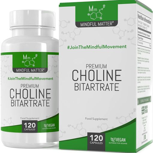 Mindful Matter Premium Choline Bitartrate 700mg 120 capsules bottle and box
