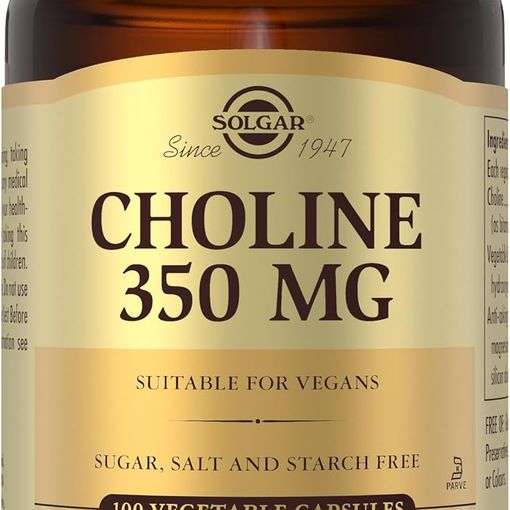 Solgar Choline 350mg 100 vegetable capsules bottle