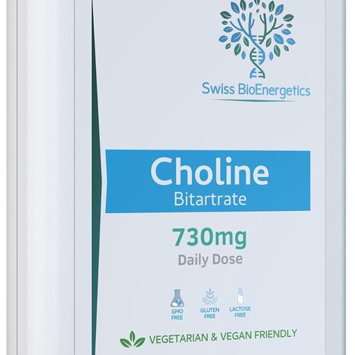 Swiss BioEnergetics Choline Bitartrate 730mg 120 capsules bottle