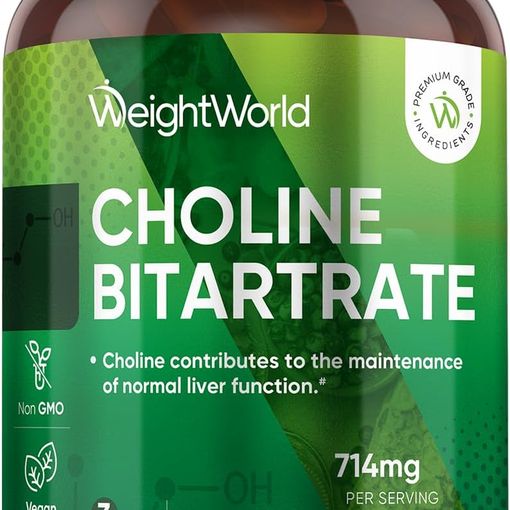 WeightWorld Choline Bitartrate 714mg 180 capsules bottle