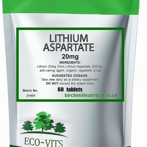 ECO-VITS Maximum Strength Lithium Aspartate 20mg tablets pouch, 60 count