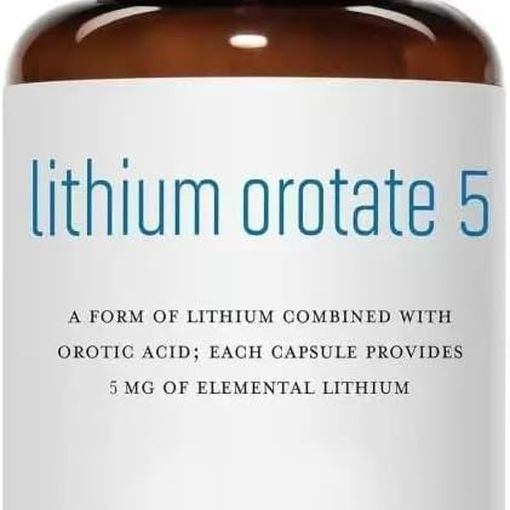 Lithium Orotate 5mg vegetarian capsules amber bottle, 60 count