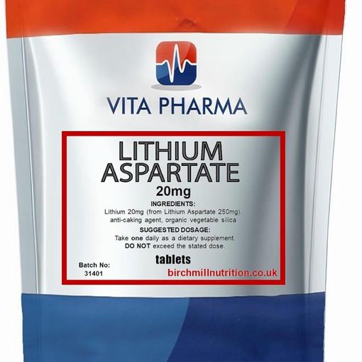 Vita Pharma Lithium Aspartate 20mg tablets pouch, 60 count