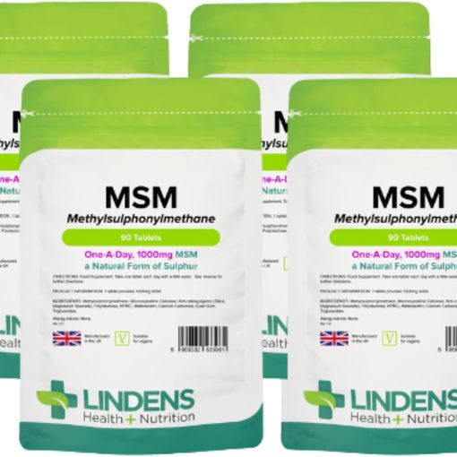 Lindens MSM 1000mg 360 vegan tablets four pouch pack