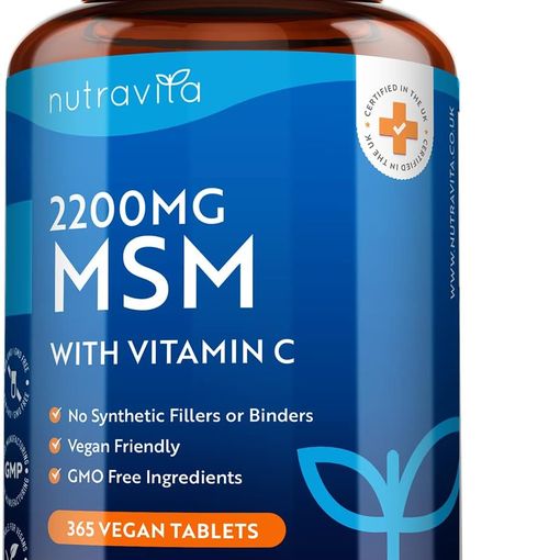 Nutravita MSM 2200mg Tablets with Vitamin C 365 vegan tablets bottle