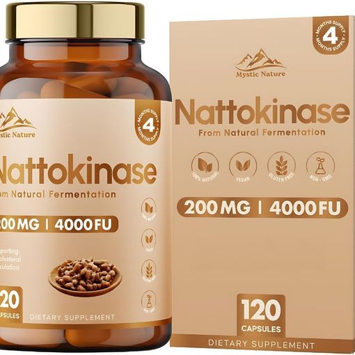 Mystic Nature Nattokinase 200mg 4000 FU capsules bottle and box