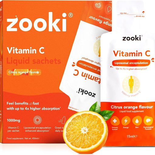Zooki Liposomal Vitamin C 1000mg liquid sachets citrus orange flavour