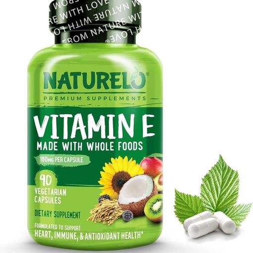 NATURELO Natural Vitamin E from Sunflower 90 vegan capsules bottle