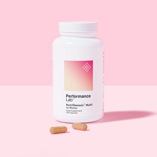Performance Lab NutriGenesis Multi for Women bottle with two capsules